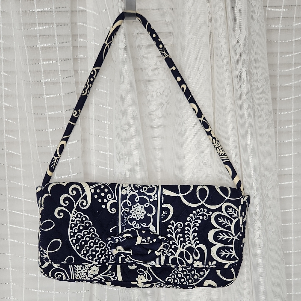 Vera Bradley Knot Just a Clutch shoulder bag in the retired "Twirly Birds Navy"
